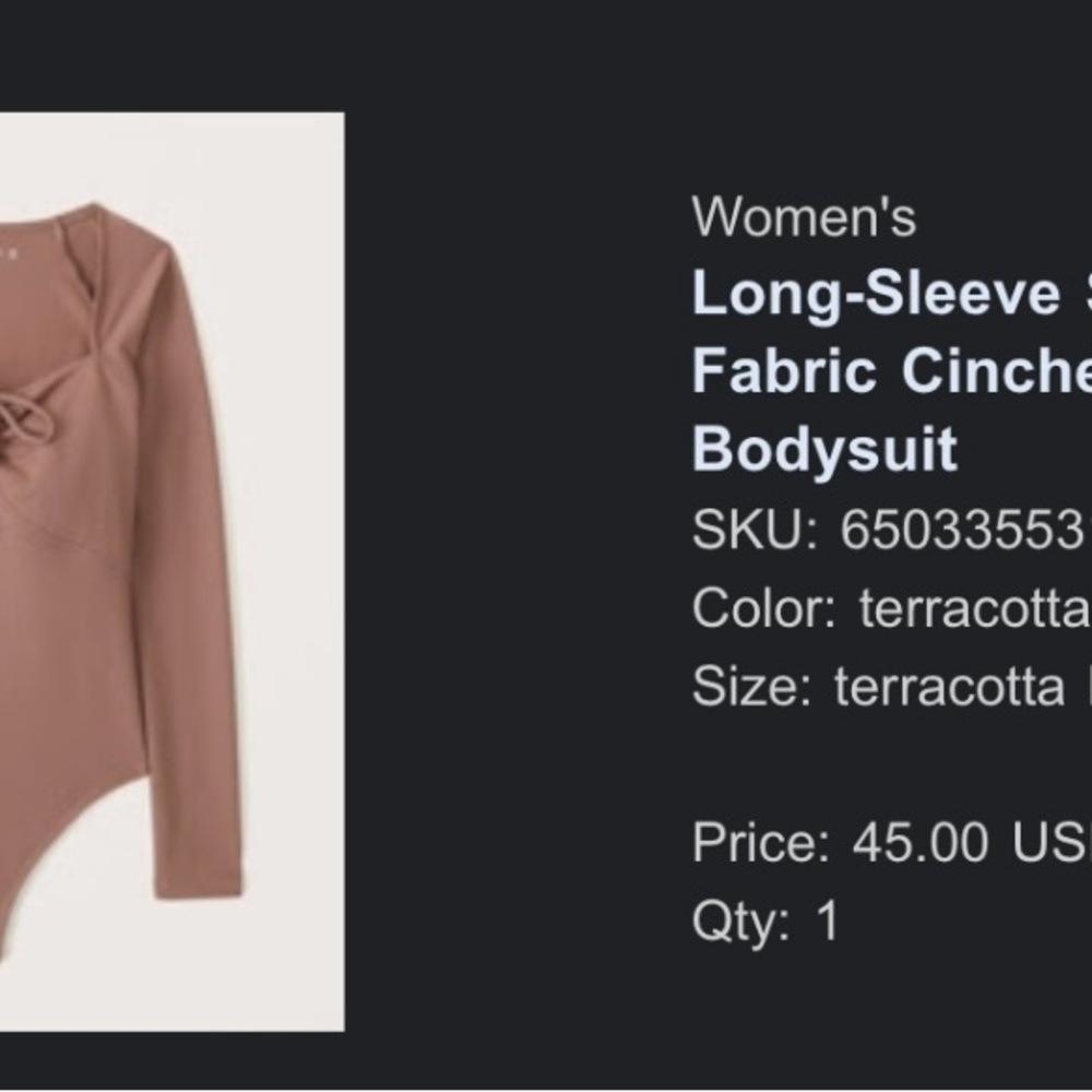 Abercrombie & Fitch Terracotta Long-Sleeve Bodysuit